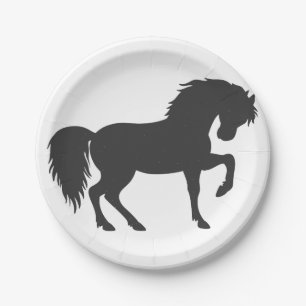 Assiettes En Carton Silhouette à cheval - Choisir la couleur arrière -