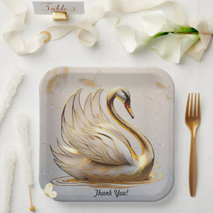 Assiettes En Carton "Silhouette de cygne majestueuse"