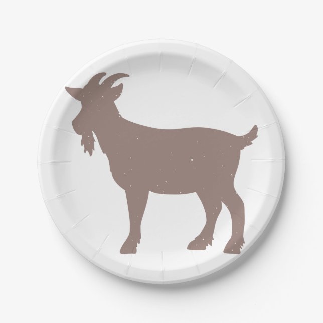Assiettes En Carton silhouette de la ferme de chèvres (Devant)