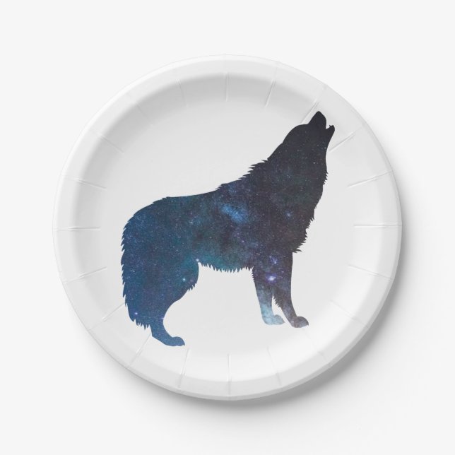 Assiettes En Carton Silhouette de l'univers du loup - Choisir la coule (Devant)
