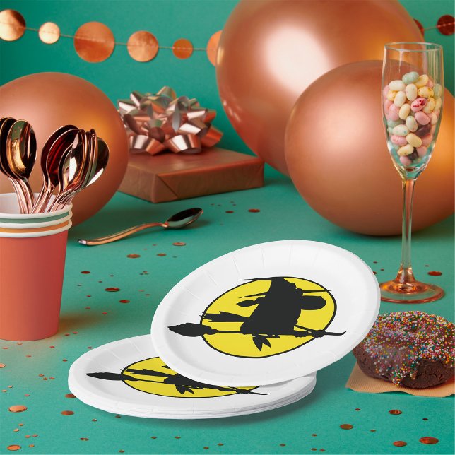 Assiettes En Carton Silhouette de sorcière d'Halloween (Créateur téléchargé)
