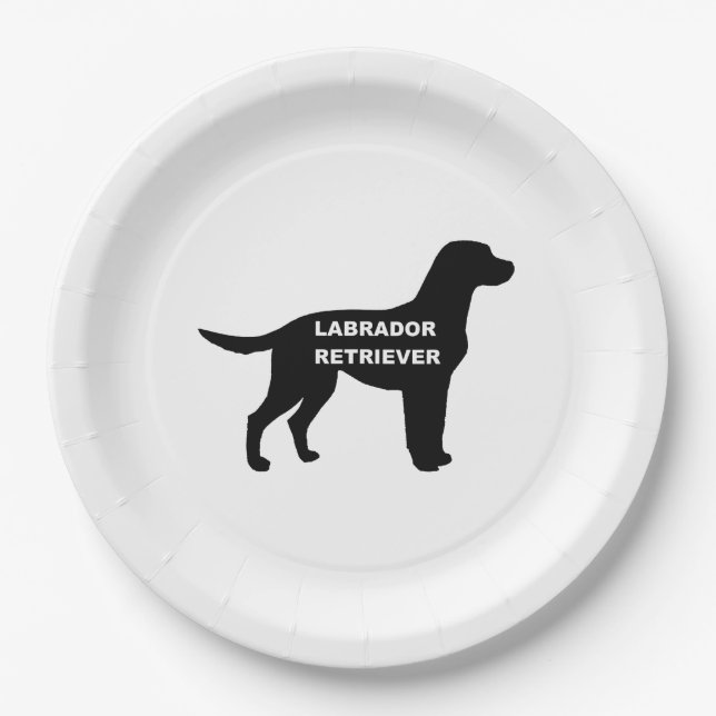 Assiettes En Carton silhouette du nom du labrador (Devant)