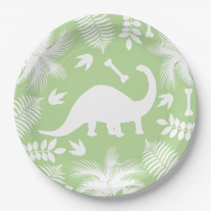 Assiettes En Carton Silhouette et feuillage blancs modernes de Bronto