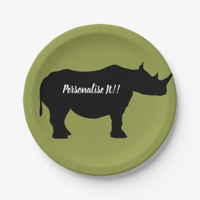Assiettes En Carton Silhouette Rhinoceros (Devant)