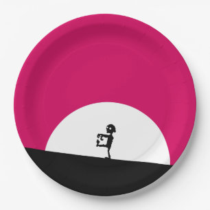 Assiettes En Carton Silhouette Zombie avec Pleine lune