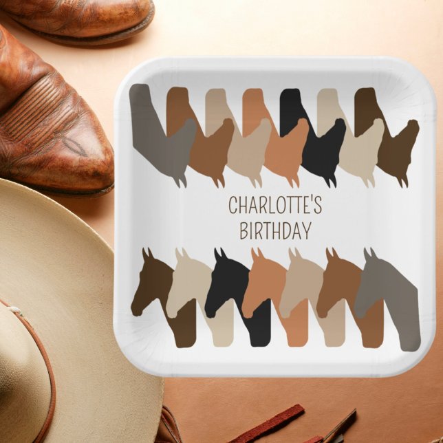 Assiettes En Carton Silhouettes Cheval Personnalisé Anniversaire (Créateur téléchargé)