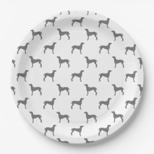 Assiettes En Carton Silhouettes grises de Weimaraner sur l'arrière -