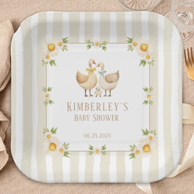 Assiettes En Carton Silly Little Goose Gender Neutral Baby Shower (Créateur téléchargé)