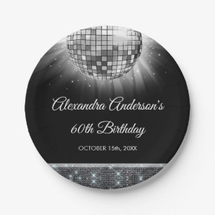 Assiettes En Carton Silver 60th Birthday Party 70's Disco Ball