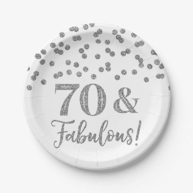 Assiettes En Carton Silver Confetti 70 et Fabulous (Devant)