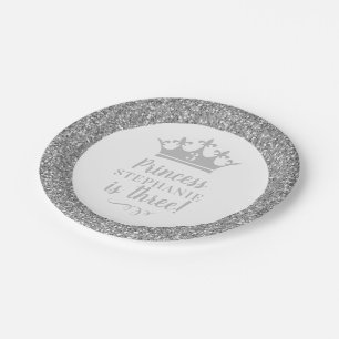 Assiettes En Carton Silver Crown Tiara Gold Princess Anniversaire