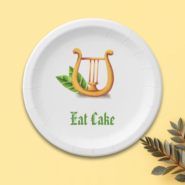 Assiettes En Carton Simple Blanc Simple Irlandais Golden Harp Mange Gâ (Créateur téléchargé)