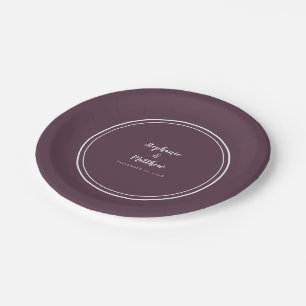 Assiettes En Carton Simple Cassis Mariée Moderne Violet et Mariage du