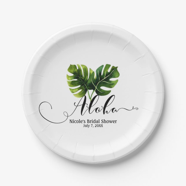 Assiettes En Carton Simple Elegant Tropical Palm Feuille Mariage chic (Devant)