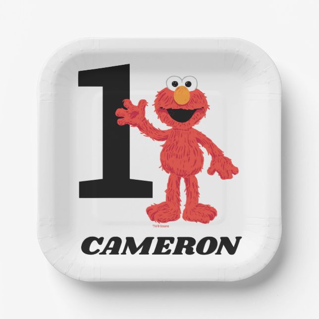 Assiettes En Carton Simple Elmo 1er anniversaire (Recto)