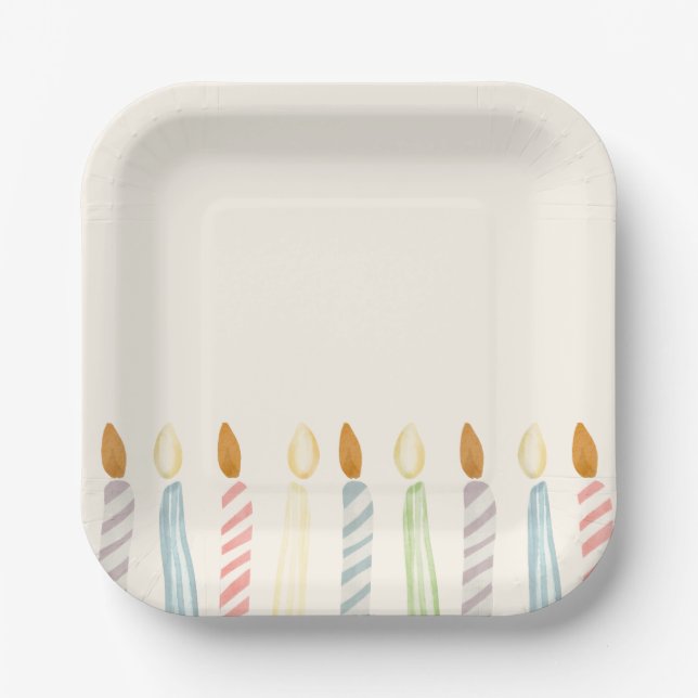 Assiettes En Carton Simple fête des bougies d'anniversaire (Recto)