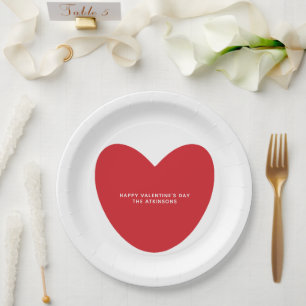 Assiettes En Carton Simple mignon coeur rouge personnalisé Saint Valen