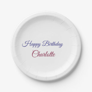 Assiettes En Carton SIMPLE MINIMAL.CUTIE AJOUTER NOM BÉBÉ joyeux anniv
