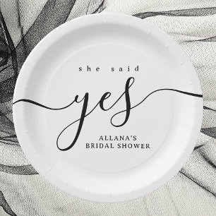 Assiettes En Carton Simple minimaliste Fête des mariées noire et blanc