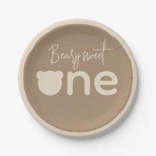 Assiettes En Carton Simple minimaliste moderne petit ours 1er annivers
