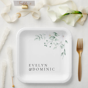 Assiettes En Carton Simple Moderne Floraison Fête de Mariage