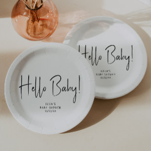 Assiettes En Carton Simple moderne Neutral Bonjour bébé! Baby shower