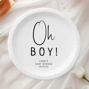 Assiettes En Carton Simple Moderne Neutre Oh mon garçon ! Baby shower