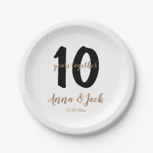 Assiettes En Carton simple personnalisé 10 ans nom date