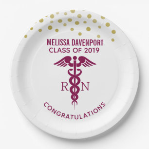 Assiettes En Carton Simple Red Caduceus Nurse Graduate Félicitations