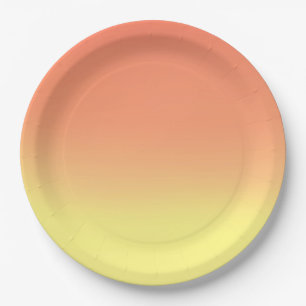 Assiettes En Carton Simple Sunset Ombre Effet orange jaune