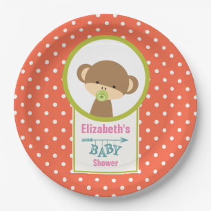 Assiettes En Carton Singe-bébé avec un Baby shower Pacificateur