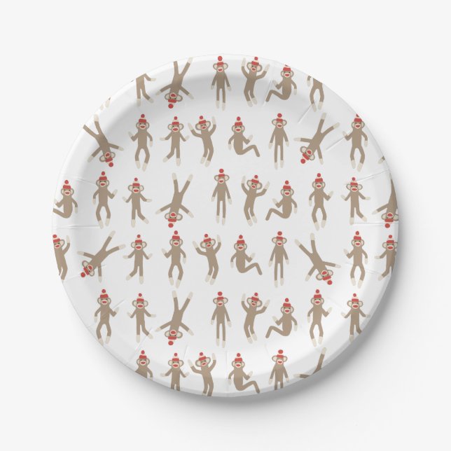 Assiettes En Carton Singe doux et idiot de chaussette (Devant)
