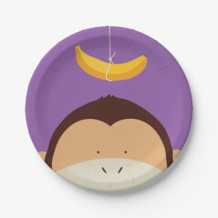 Assiettes En Carton Singe et banane