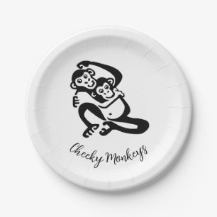 Assiettes En Carton Singes Cheeky - Chimpanzé - Bonobo - Fête
