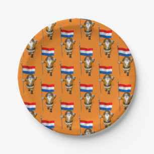 Assiettes En Carton Sinterklaas avec le drapeau de Pays-Bas