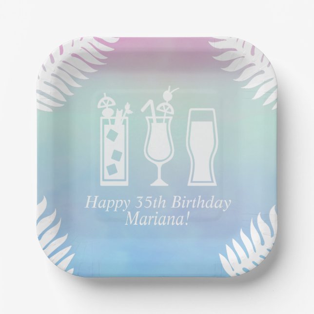 Assiettes En Carton Sip and Dip Pool Party Anniversaire (Recto)