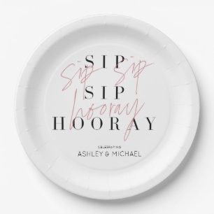 Assiettes En Carton Sip Sip Hooray Black White Pink