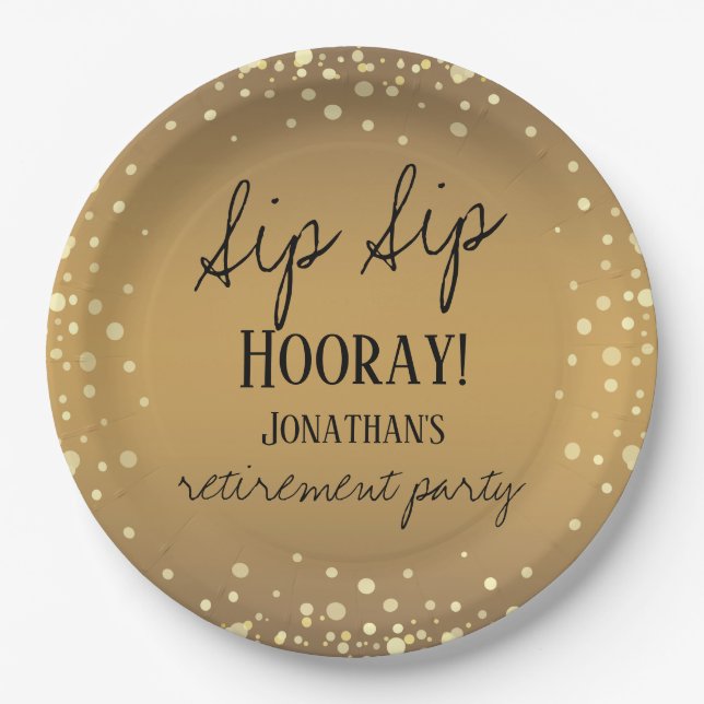 Assiettes En Carton Sip Sip Hooray Félicitations Retraite (Devant)