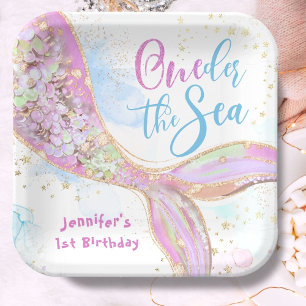Assiettes En Carton Sirène 1er Anniversaire Derrière La Mer Rose