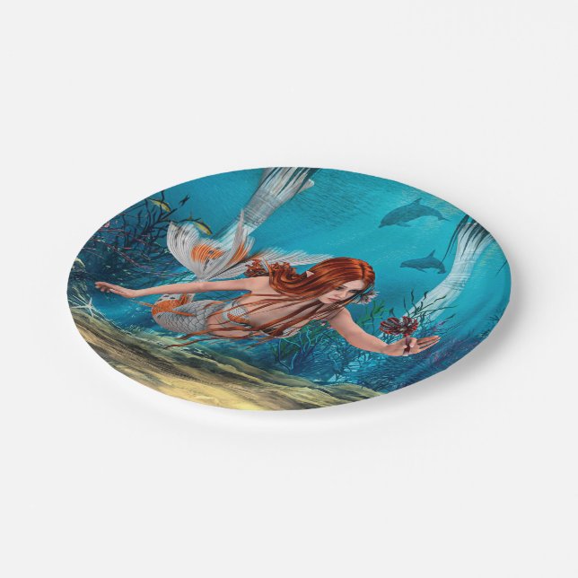 Assiettes En Carton Sirène d'Imaginaire et Lys de mer (Angle)