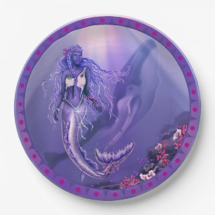 Assiettes En Carton Sirène d'océan violet