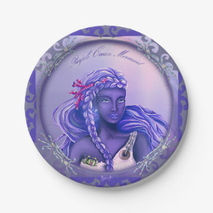 Assiettes En Carton Sirène d'océan violet
