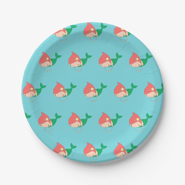 Assiettes En Carton sirène illusima en coton bonbon (Devant)