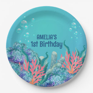 Assiettes En Carton Sirène lunaire sous la mer Anniversaire