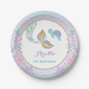 Assiettes En Carton Sirène sous la plaque à papier 7" de mer plaques