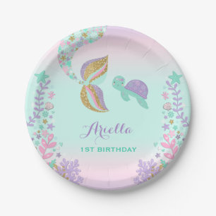 Assiettes En Carton Sirène sous la plaque à papier 7" de mer plaques