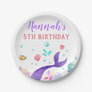 Assiettes En Carton Sirènes de fête d'anniversaire de plaque à papi