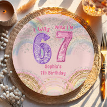 Six Seven 67 Birthday Paper Plates