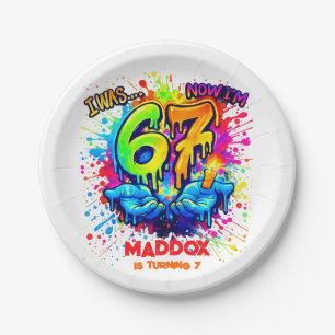 Assiettes En Carton Six Seven Anniversaire Artisanat Fête،Graffiti ann