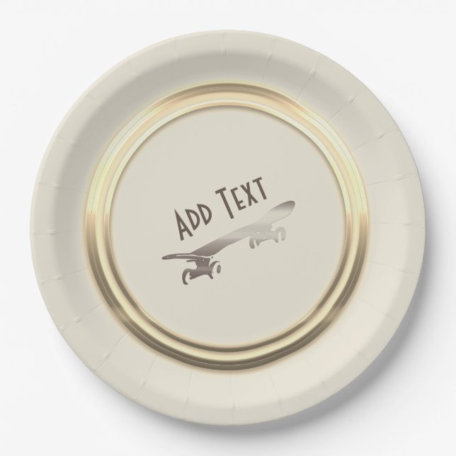 Assiettes En Carton Skateboard Gold personnalisé Cool (Devant)